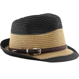 Western Panama Hat PU Belt Straw Sun Protective Travel Headwear