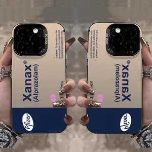 Creative Letter Raffiti Xanax Phone Case Suitable for iPhone 17 16e 16 15 14 13 12 11 Mini Pro Max Air X XR XSMAX 8 7 Plus Anti Fall Matte Back Cover