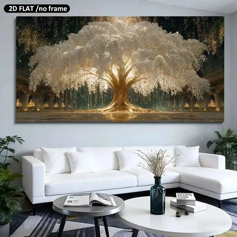 2D Flat, 1pc a Large 19.68in50cmX39.37in100cm UnFramed，Modern Canvas Decoration Painting Home Wall Art Modern Art Design Custom Poster Suitable for Living Room Bedroom Corridor Interior Decoration Gifts 1PC  Illuminated Tree of Life Decor