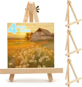4 count 9 Inch  Easels, Tripod, Painting Party Easel,  Student Tabletop Easels for Painting, Easel Stand for Painting Canvases, Portable Canvas Photo Picture Sign Holder.