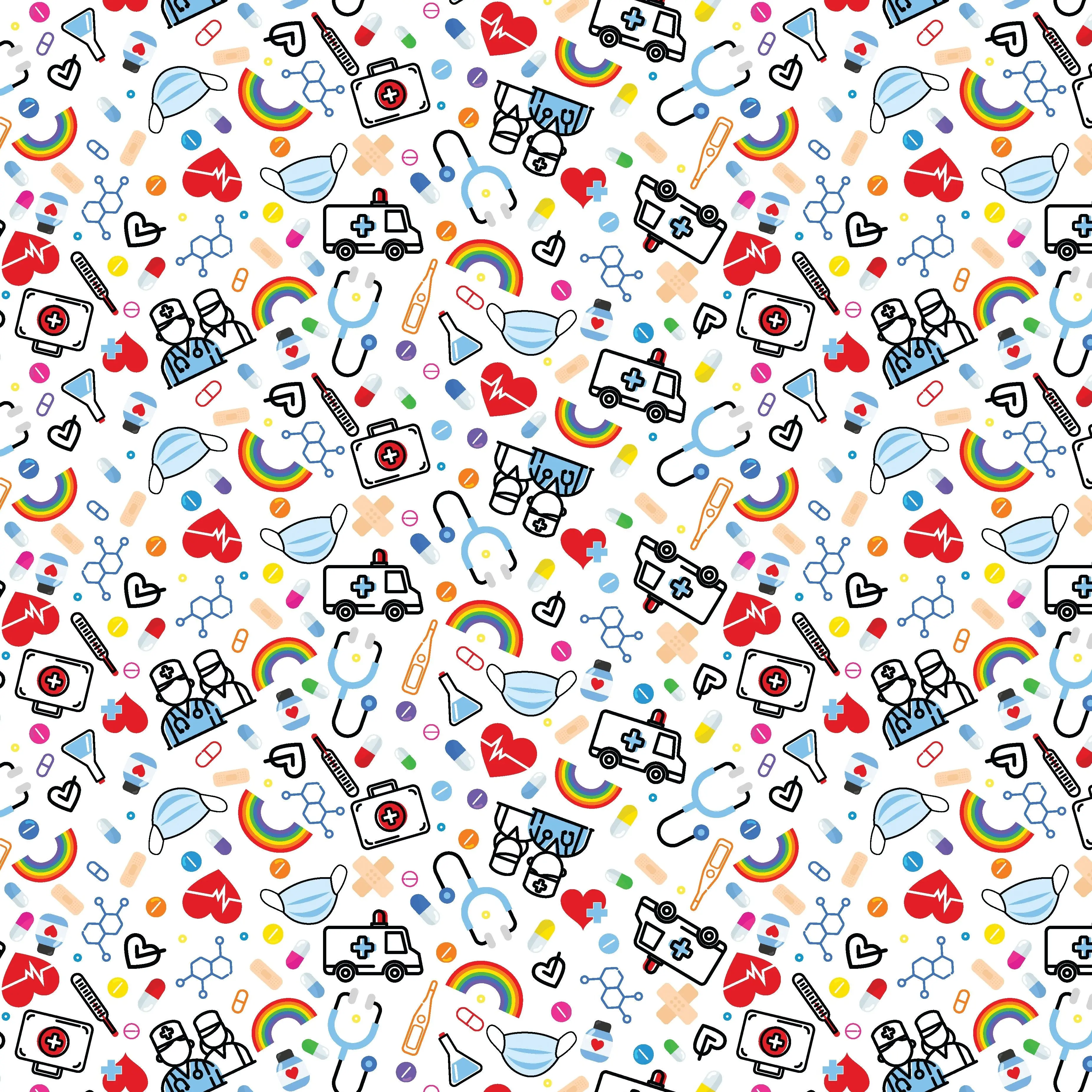 Healthcare Essentials White – 100% Quilting Cotton Fabric by the Yard