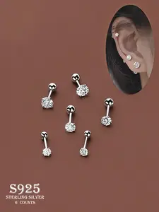 925 Sterling Silver Simple Style Screw Earrings, Stud Earrings Jewelry, Fashionable Earrings for Women & Girls, Trendy All-match & Exquisite Jewelry for Birthday Gift