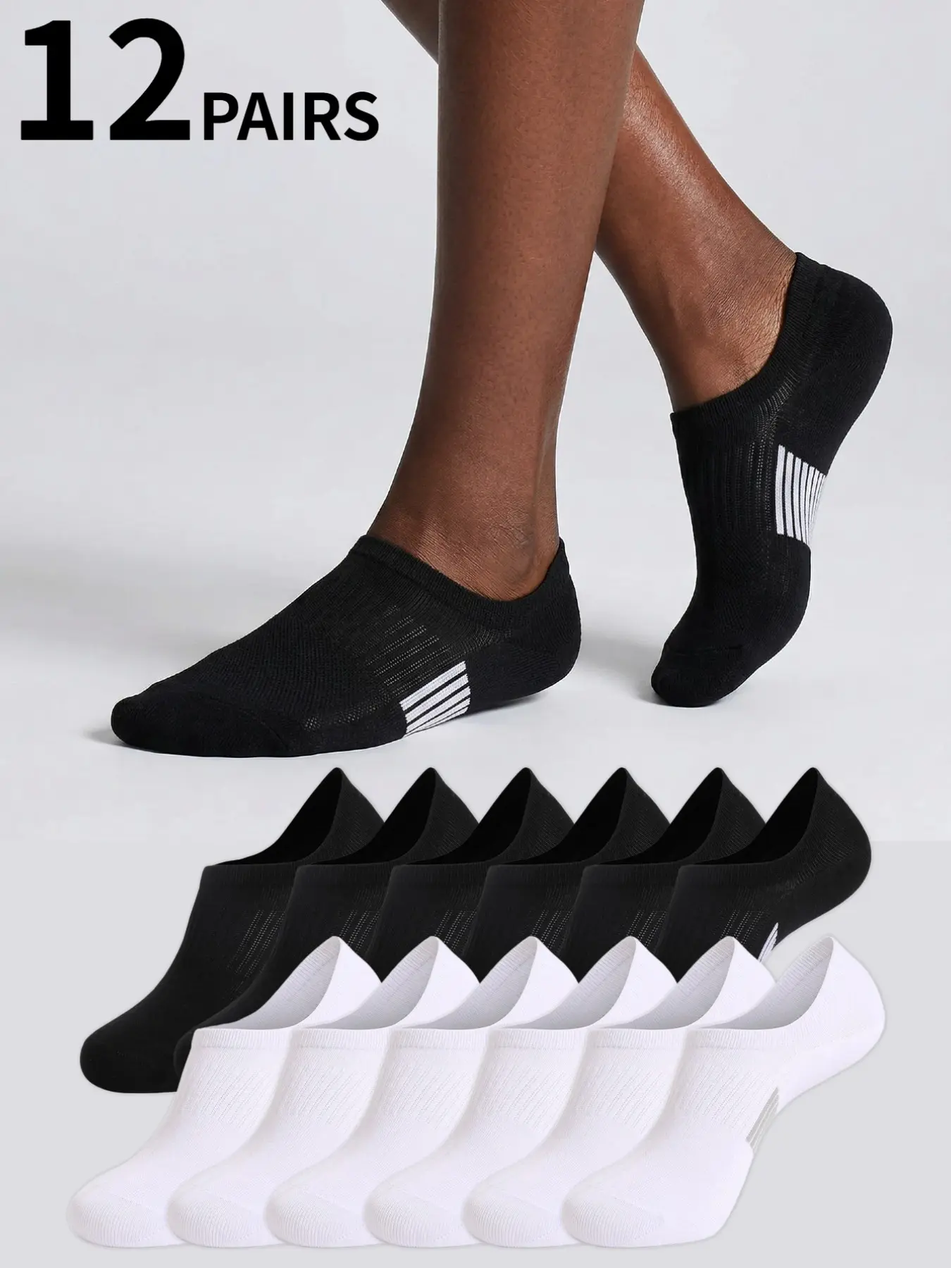 12 Pairs Sock Packs Summer Simple Boat Socks, Invisible Casual Sports Low Cut Short Socks, Slim-Fitting Inner Socks for Men and Women Running Socks