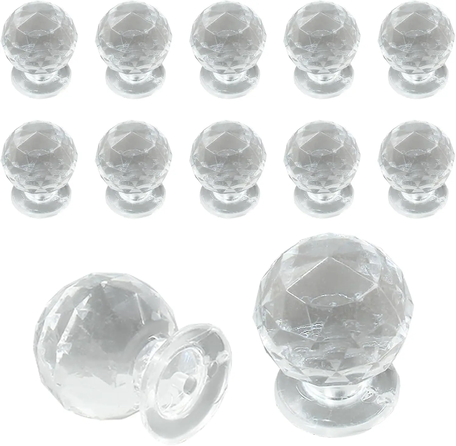 12 count  Mini Knobs, Round  Drawer Knobs Clear Small Knobs for  Box,  Case and Makeup Box(Top Diameter0.59Inch/1.5cm)