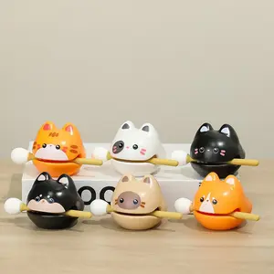 Cute Cat Wooden Fish Desk Ornament, Home Decor, Room Decor for Office Stress Relief and Mood Stabilization