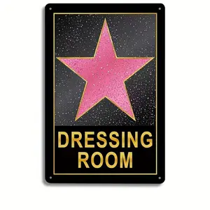 Dressing Room 1pc Iron Poster for Teen Girls 8x12 Inch Pink Star Design Vibrant Cartoon Decor for Dorm Room Valentine's Day Birthday Graduation Gift Ornaments Artistic Iron Print metal wall sign Vintage Metal Tin Sign home decor plaque funny bar signn