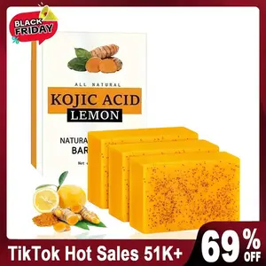 TURMERIC&KOJIC 3PCS Honey Lemon Turmeric Soap 100G Set ,face wash,turmeric body wash,facial cleanser,with Free for Face & Body Cleansing Daily Moisturizing Natural Blend Skin Repair Hydrating