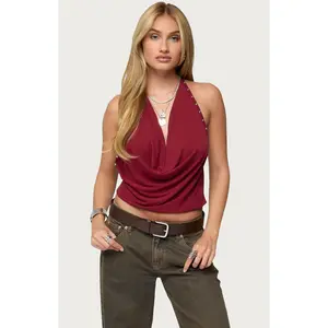 Edikted Women's Irina Stud Cowl Neck Halter Top
