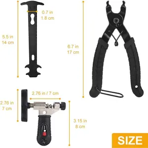 Bike Chain Repair Tool Kit Set, Cycling Bicycle Chain Breaker Splitter Cutter & Wear Indicator Checker & Master Link Pliers Remover & Reusable Missing Connector for 6/7/8/9/10 Speed Chain Rear Derailleur Crank Arm