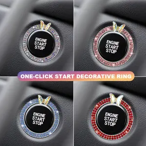 Bling Crystal Car Engine Start Stop Button Cover, parkling Butterfly Car Buttons Ring, Bling Car Accessories for Women, Car Interior Decorative