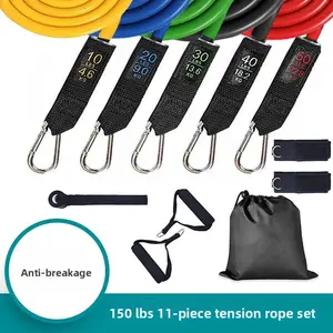 11-Piece Pull Rope Pull Belt, Elastic Rope Fitness Rally 100 Pounds 150 Pounds Pull Rope Set