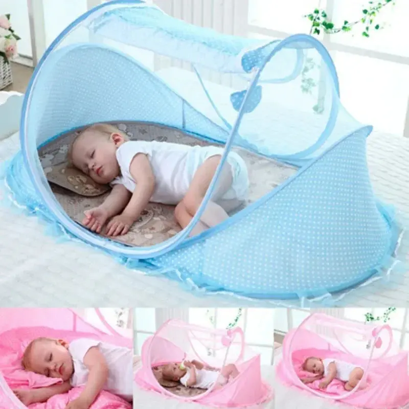 Baby Mosquito Net Bed Tent - Portable, Foldable Polyester-Cotton Blend, Square Zipper, for 0-3 Years Infant Newborn Sleep Protection, Fits Cribs, Ideal for Nursery, Camping, Bedroom, Outdoors