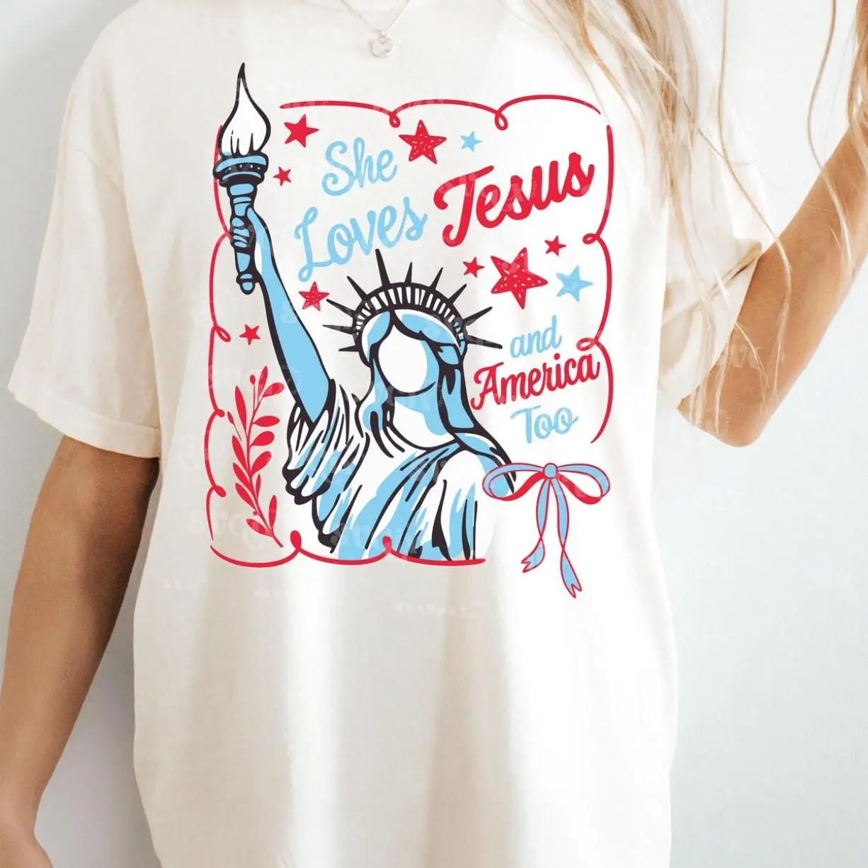 She Loves Jesus and America too Shirt, 4th July Faith tee, Christian 4th july, Clean Look, Goes with Anything, Ready to Go