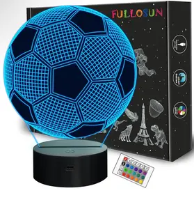 3D Optical Illusion Football Lamp (with Remote Control) — 16 Color Changes; the Ideal Birthday, Christmas, or Valentine's Day Gift for Football Fans (Boys & Girls)