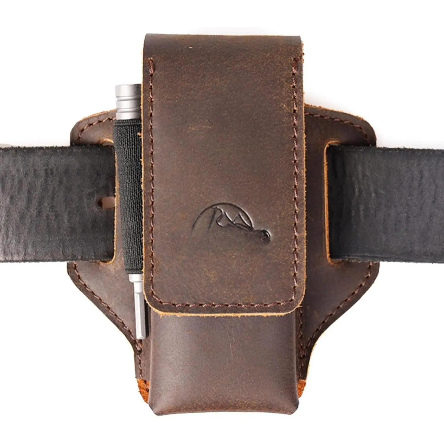 Leather Multitool Sheath for Belt - Multitool Holder - EDC Belt Organizer - Two  Closure - Darkbrown