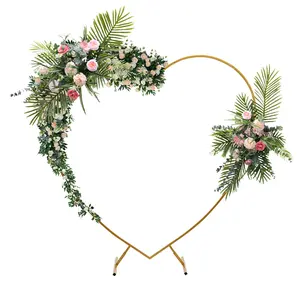 Heart-Shaped Wedding Arch with Stands, 6.6x6.9ft Heavy-Duty Carbon Steel Backdrop Frame, 22 lbs Load Capacity DIY Decoration for Flowers, Balloons, Ceremony, Party