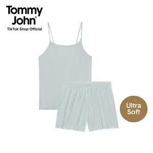 Tommy John Women’s Cotton Pointelle Cami & Short Set | Ultra-Soft Breathable Pajama Set | Lightweight Sleep & Lounge Set, Stretch Fit