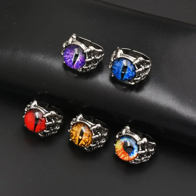 Gothic Punk Costume Jewelry Rings for Men, Colorful Devil Eye Design, Fashion Accessories for Everyday Wear, Statement Rings, Rings For Women
