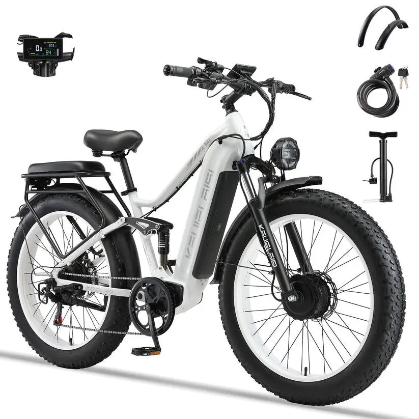 KAIJIELAISI K801 Adult Electric Mountain Bike - 60V/2100WH 35AH, 6000W Peak Dual Motor, 45 mph, 80 mi Range, 26-Inch Fully Suspended, Off Road Ebike, Ebike For Adults, Outdoor Sport Use