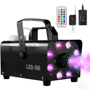Fog Machine, Smoke Machine for Party, 500W With 13-Colors 8 LED Lights & Strobe Effect With Wireless Remote Control For Wedding Stage Halloween
