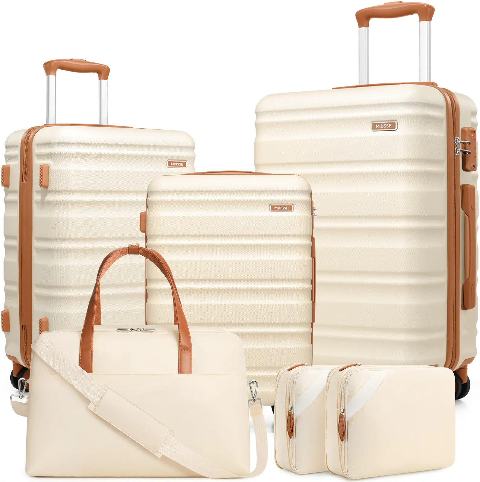Miusse 6-Piece Hardshell Luggage Set - 20/24/28" Durable Polycarbonate Shell, Lightweight Rolling Spinner, Carry-On with TSA Lock, Telescopic Handles, 360° Rotation, Anti-Shock Design, Durable Luggage, Hardshell Luggage Sets