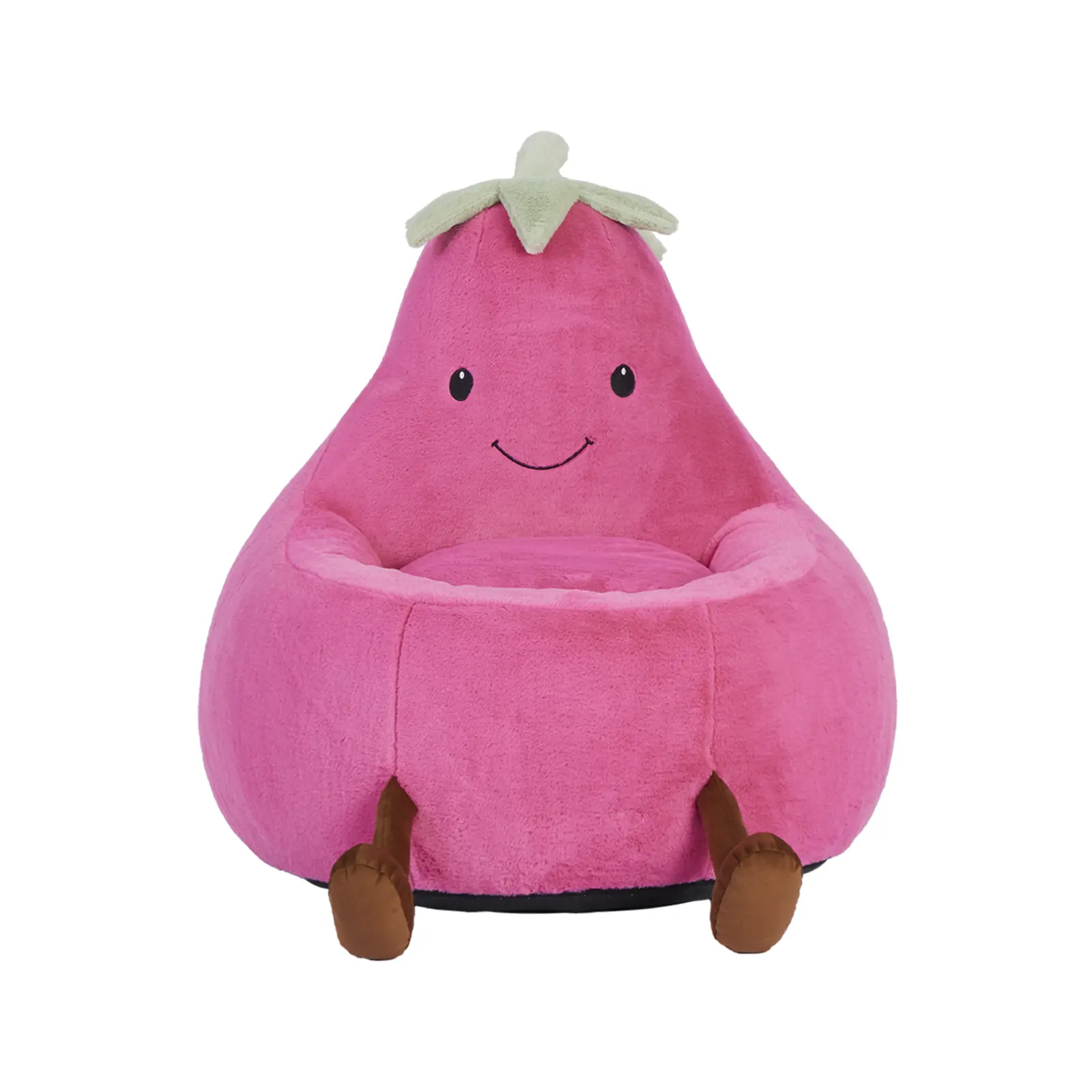 【New】Modern Beanbag Chair, 24-31 Inch Padded Toddler Sofa with High Rebound Memory Foam, Beige-Purple Eggplant Design, Ideal for Reading, Gaming