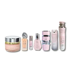 Lattafa Yara Unisex Arabian Fragrance Set - Eau De Parfum 3.4fl.oz Tester, Roll On 6ml, 50ml Yara, 200ml Deodorant, 300ml Air Freshener, 50ml Hair Mist, 20g Mukhammaria - Long-Lasting Scent