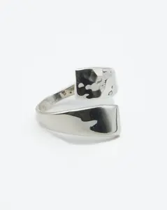 Pounded and Smooth Sterling Silver Ring