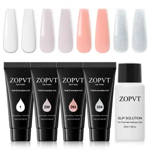 Polymer Extension Gel Nail Kit, 4 Color Set with Sliding Solution, Nail Gel Art, Perfect for Nail Extensions, DIY Women's Manicure Gift