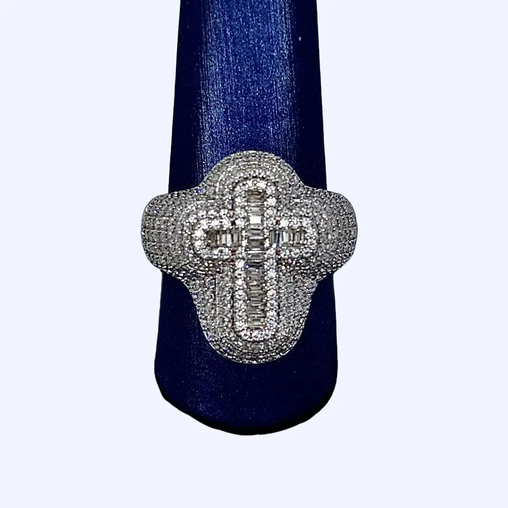 REAL Moissanite Bubble Cross Ring - New Style with Unique Design and Lightweight Properties