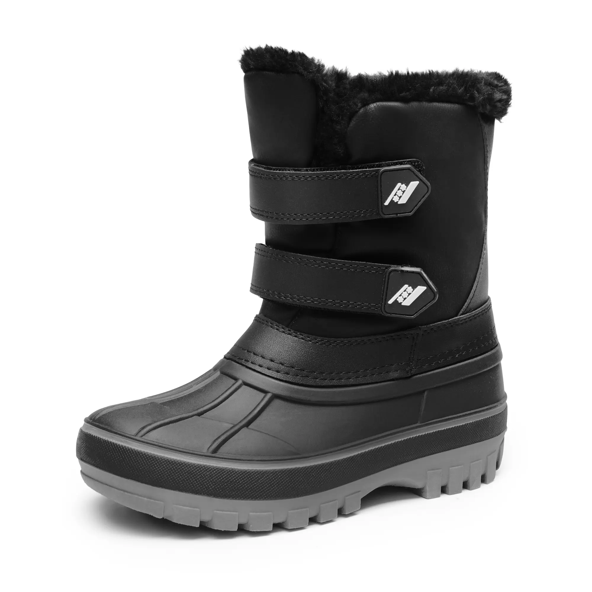 Dream Pairs Kids' Waterproof Insulated Rubber Shell Snow Boots - Side Zipper Boot, Double Hooks, Side Zip, 10-11 Years, ~9" From Arch, Full Size Only, 5T