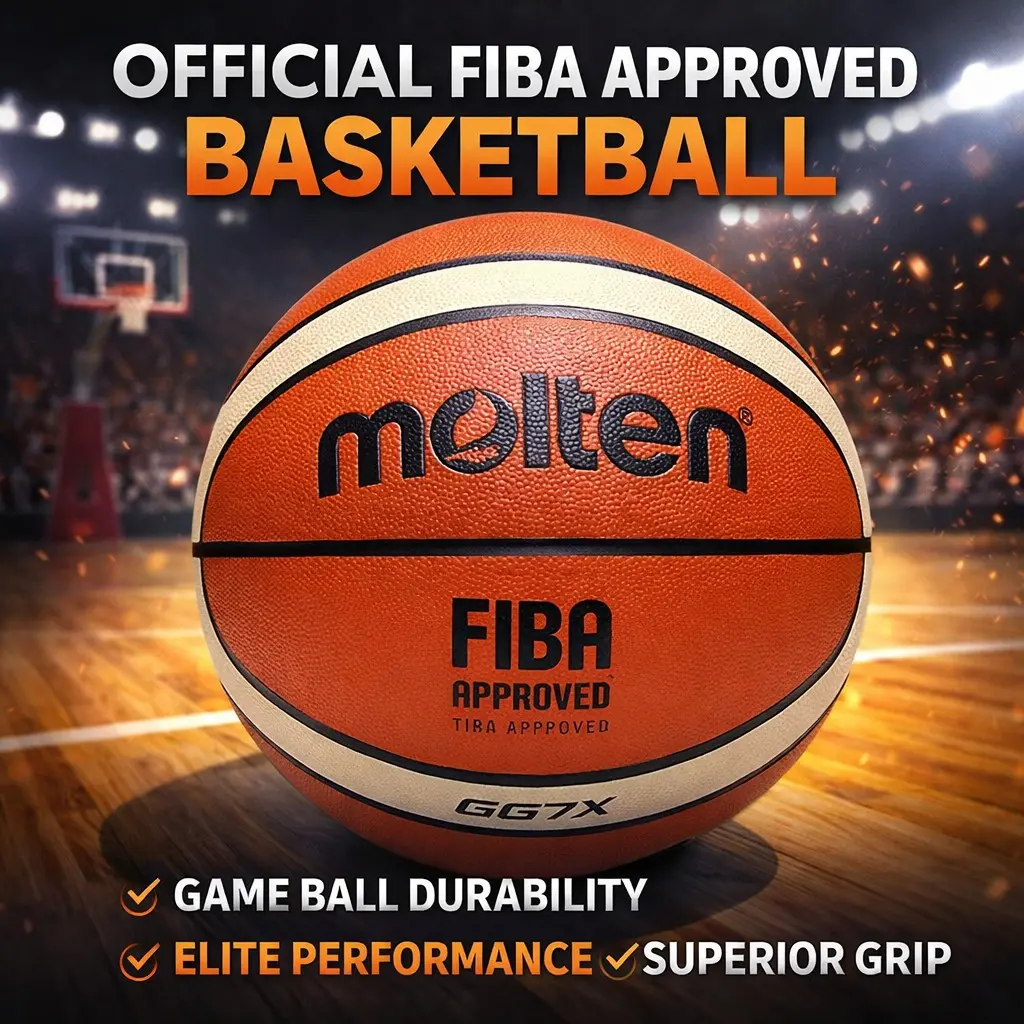 Molten Gg7x Basketball, PU Leather Indoor Training Ball, Soft Grip, Absorbent Material, Ideal for Games and Practice, Size 7 & 6
