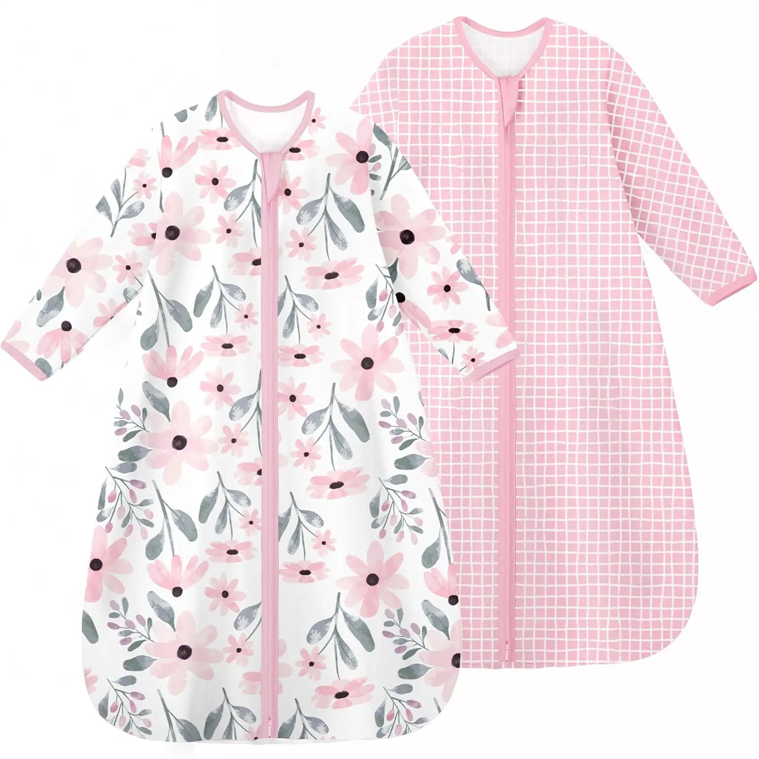 Yoofoss Baby Sleep Sack 6-12 Months Long Sleeve Wearable Blanket Baby 100% Cotton 2-Way Zipper 0.5 Tog Infants Sleeping Sack, Lightweight(Medium)