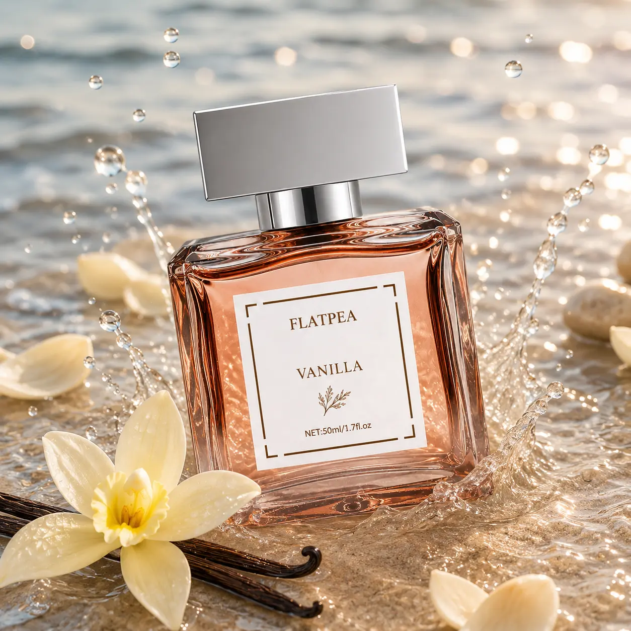 Women's Vanilla Eau de Parfum - 50ml Soft Sweet Candy-Flavored Fragrance, FLATPEA Chypre Floral Elegant Skincare-Infused Vanity Perfume, Portable Cute Bear Design Daily Wear Spray for Adults, Pink Powder Blusher-Infused Liquid oriental