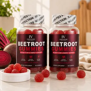 INNOVAVIBE 2-Pack Natural Beetroot Edible Dietary Supplement Gummies, Vitamin-Infused for Daily Energy, Healthcare & Fitness Support, Berry Flavor