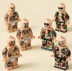 6PCS Tattoo Brothers Building Block Figures, Street Style Tattoo Character Toy Set, Compatible with Major Building Blocks, MOC Fans Collectible Toy Accessories