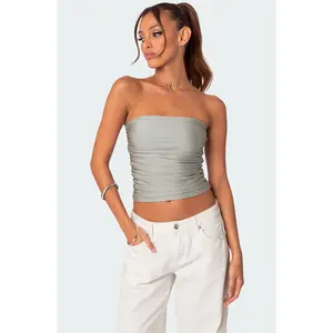 Maxeen Shiny Gathered Tube Top
