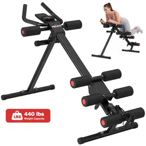 RELIFE Foldable 5-in-1 Ab Trainer Adjustable Full-Body Core Workout Equipment with LED Display Silent Rollers Home Gym Sit-Up Rowing Machine for Abs Sculpting 440LBS Capacity