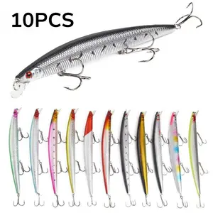 10PCS Big Long Minnow Fishing Lures 18cm/7in 23g/0.8oz Hard Bait Crankbaits Artificial Pesca Wobbler Bass Throwing Cast Sea Fishing Tackle