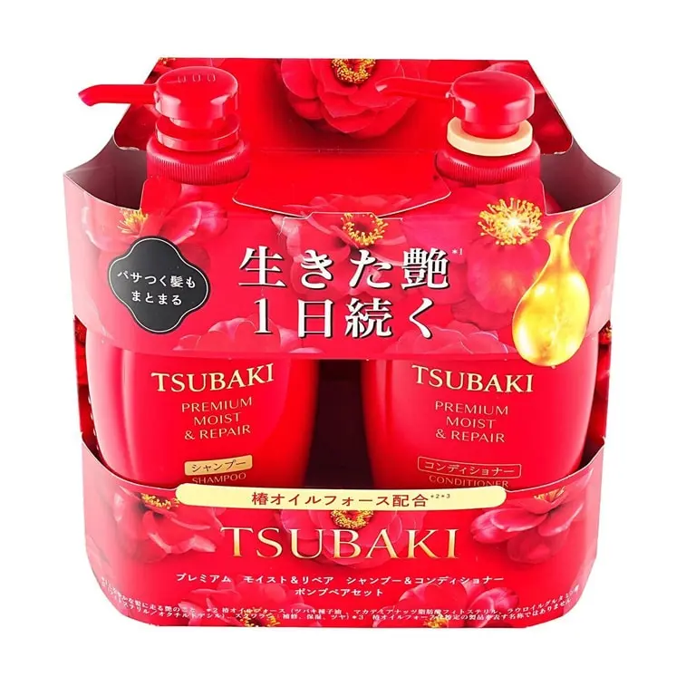TSUBAKI Red Camellia 0s Salon-Level Moisturizing, Ultimate Moisturizing Hair Shampoo&Conditioner, 15.22 fl oz*2