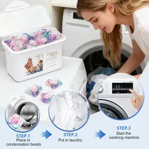 5 in 1 Laundry Beads, Powerful Laundry Detergent Beads with Scent Boosters, Perfect for Stain Removal and Fabric Softening, Keeps Clothes Fresh and Fragrant (50)