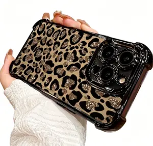 Light Luxury High-End Brown Leopard Print 4-Corner Drop-Proof Phone Case with Flexible Fit, Compatible with iPhone 17, 16, 15, 14, 13, 12, 11 and X Models