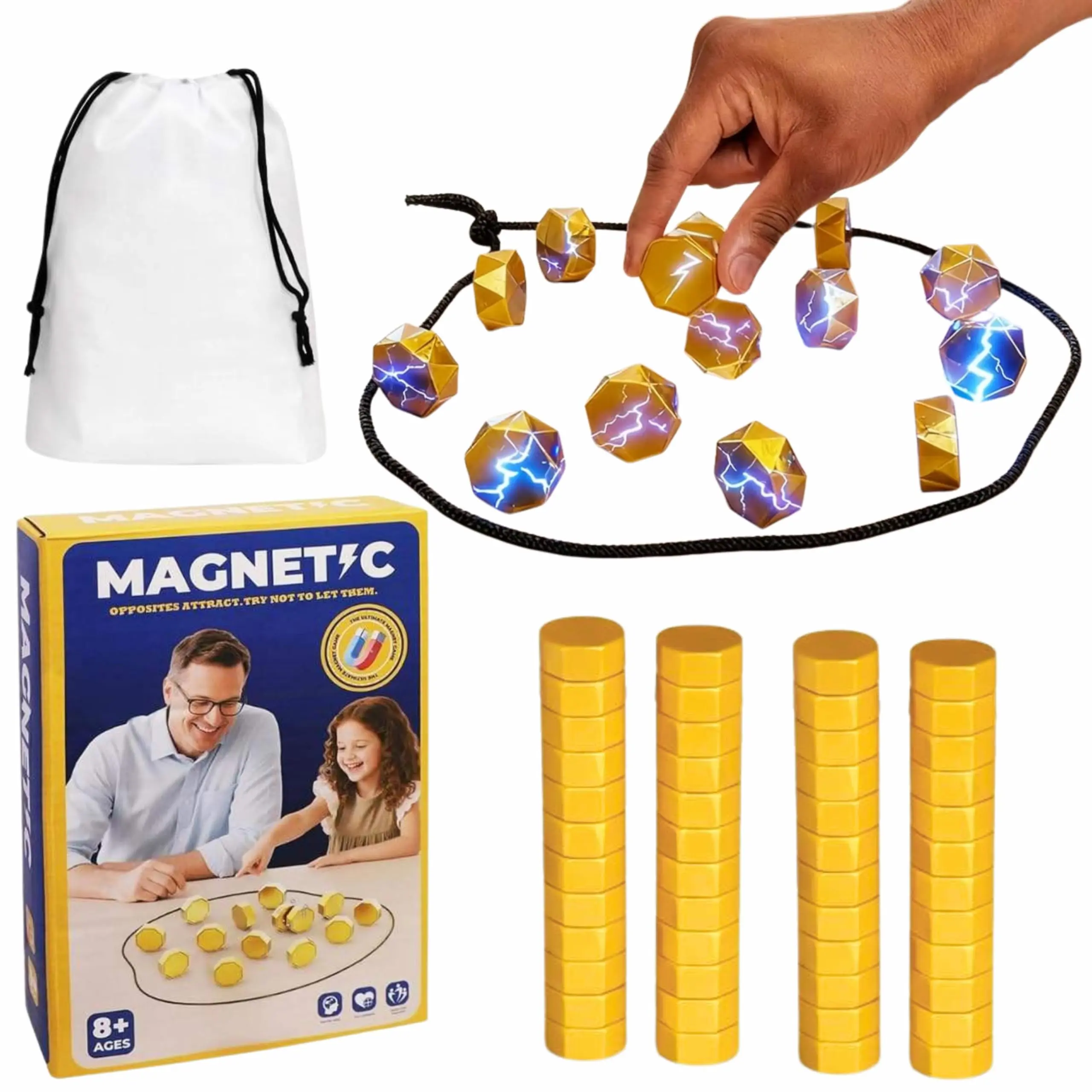 Exciting Magnetic Game For Family Game Night, Great Fun Games For Kids, Includes 1 Rope, 20 Magnets, And Instructions