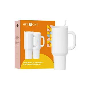HTVRONT 20/30/40 oz Sublimation Tumblers with Handle and Straw, Stainless Steel Insulated Sublimation Tumblers for Heat Press, Bulk Coffee Travel Cups for DIY Crafts