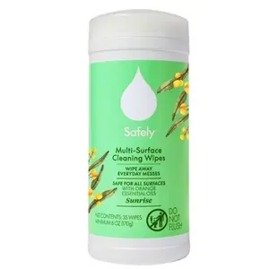 Safely Mimosa Scented All Purpose Cleaning Wipes - 75 Count Container - Safe Multi Surface Cleaner for Household Use - Orange Essential Oils Formula