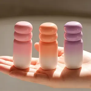 Gradient Gourd Shape Lip Gloss Tube 4ML Empty, Portable Refillable Lip Gloss Tube with Large Brush, Beauty DIY Cosmetic Bottle, Travel Gift