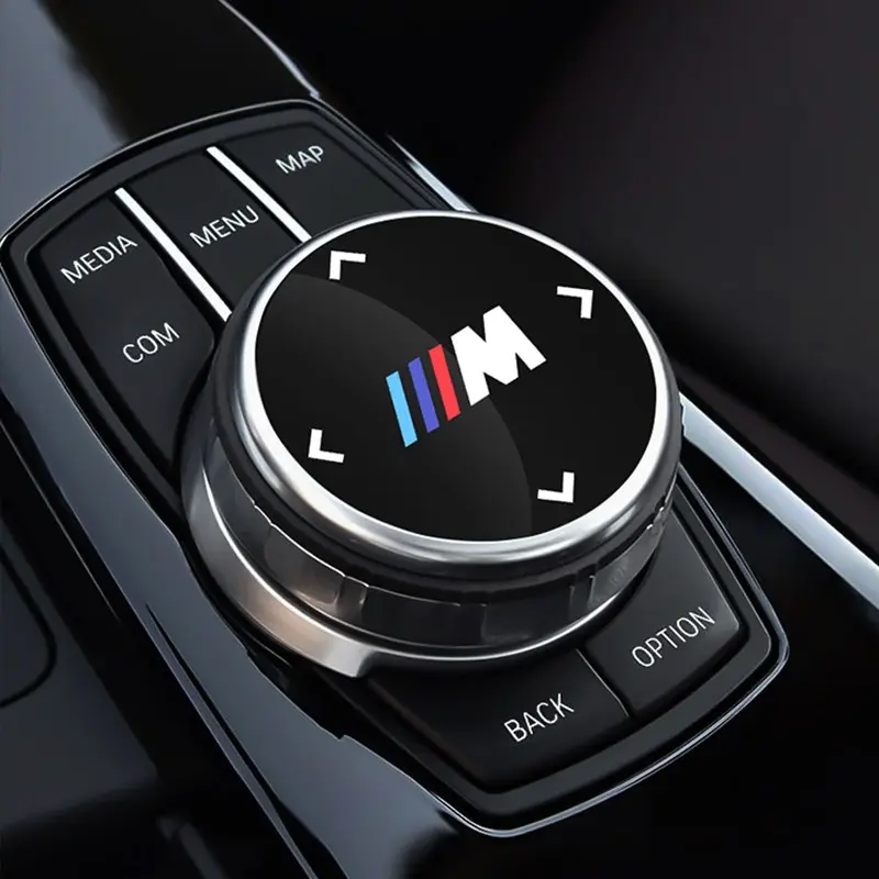BMW-M Car Badge Multimedia Rotary Button Sticker Decals Sticker For Cars Car Stickers Vehicle Interior Accessories For BMW M3 M4 M5 G42 G30 G20 E39 E36 E87 E53 F44 F07 F34 G15 G16 G23 G22 F30 F20 F10 G05 G06 G07 Car Decorations