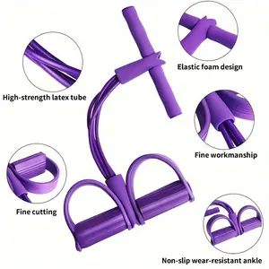 6-Strand Abdominal Crunch Fitness Equipment – Leg & Core Workout, Sit-Up Assist, Home Gym Exercise, Non-Slip Foot Pedal & Resistance Bands (Portable)