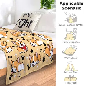 Cute Corgi BlanKet Bedding Soft Lightweight Flannel Throw Blankets for Kids Adults Bedroom  50X40BLANKET