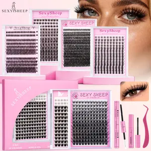 Fairy Wispy Lash Set, Mixed Style Eyelash Kit, Manga Eyelashes, False Eyelash Set, D Curl Eyelashes, DIY Lash Extension Kit with Bottom Lashes, Clusters 8-18mm, Includes Bond&Seal, Remover, Tweezers, Eyelash Extensions